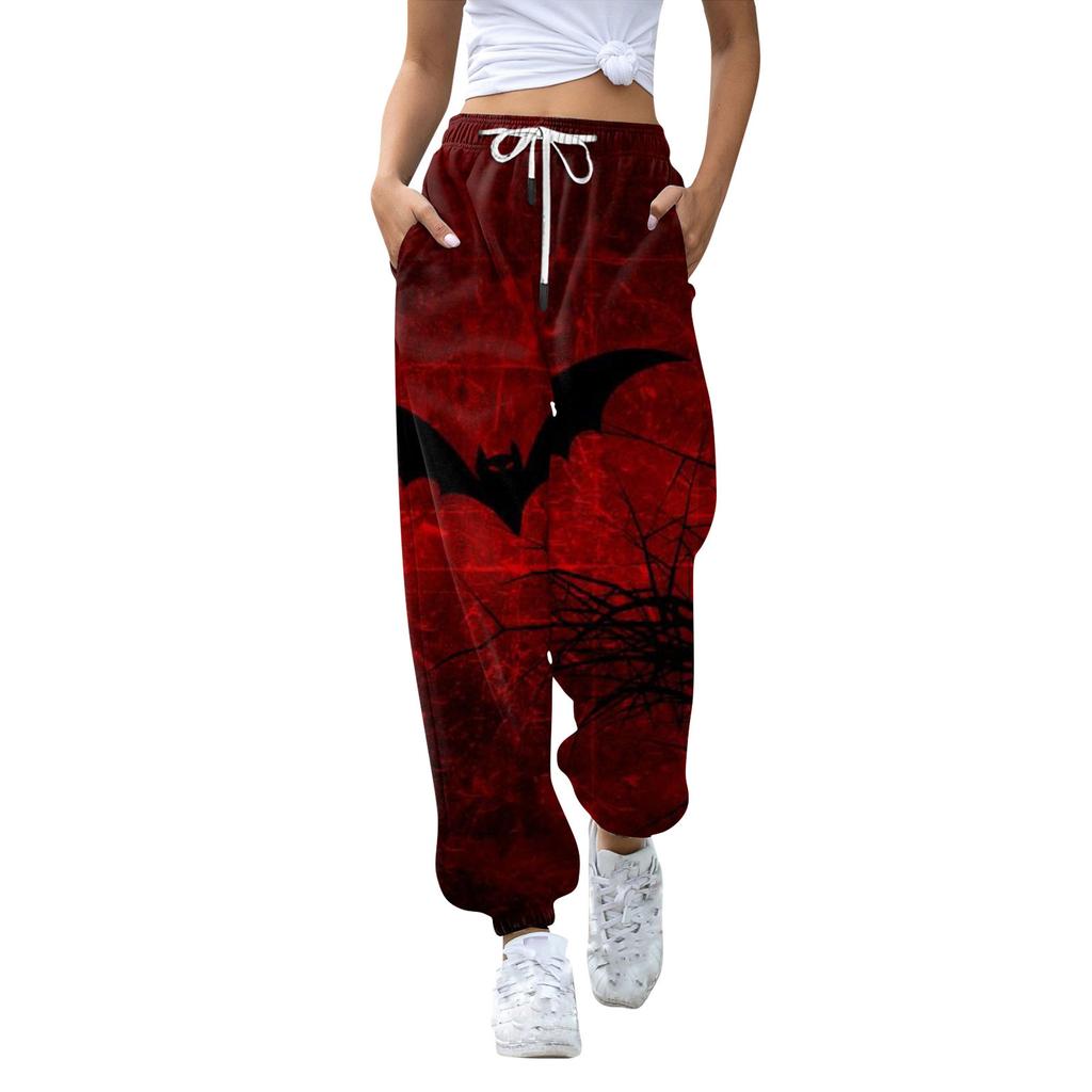 Dámská ležérní móda Halloween Kalhoty pro volný čas s potiskem Tepláky Kalhoty se stahovací šňůrkou Elastická v pase se stahovací šňůrkou Kalhoty se stahovací šňůrkou