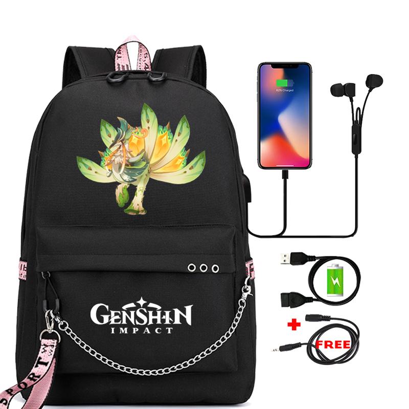 Anime Game Travel Backpack Printed Canvas Backpack Students Women Large Capacity Bookbag Usb Charging for Boy Girl School Bag Kids Gifts