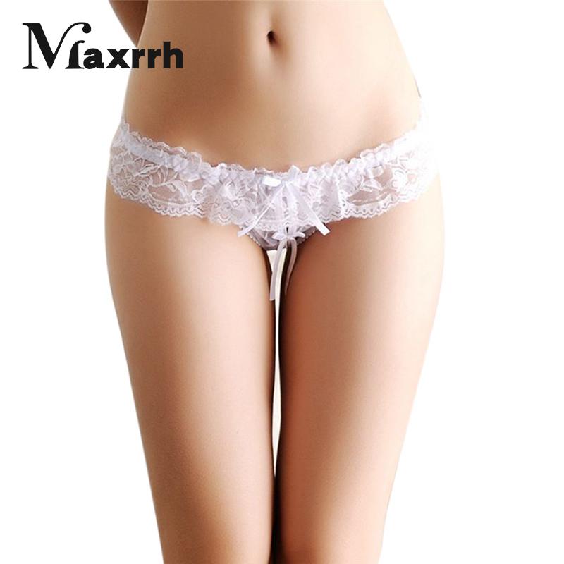 Sexy Open Panties Women Crotch Crotchless Lace Thongs G-string V-string Panties Knickers Underwear Bows Sexy