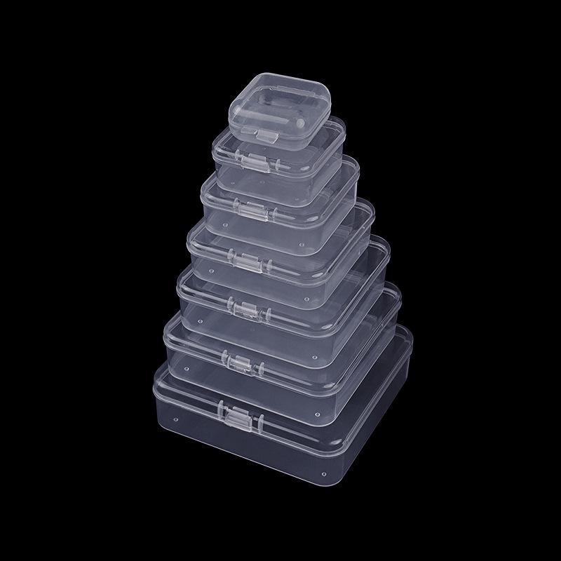 Square Transparent PP Plastic Storage Box for Electronics and Earbuds