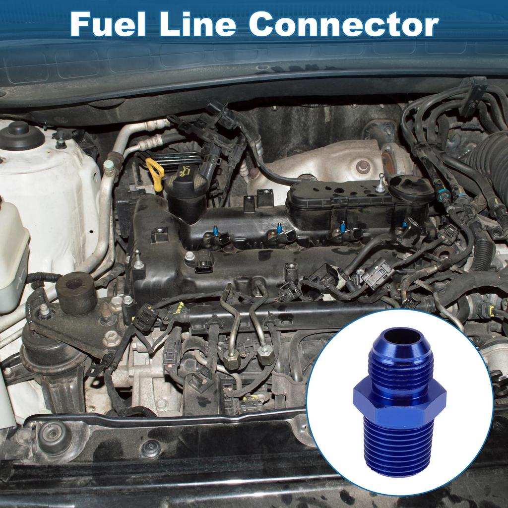 A ABSOPRO Female Flare Reducer Hose Fitting Adapter TF AN8 1/2 NPT Fuel Line Connector Aluminum Blue