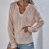 IHUASU Autumn and Winter V-neck Women's Knitted Loose Solid Colour Fashion Pullover Jumper