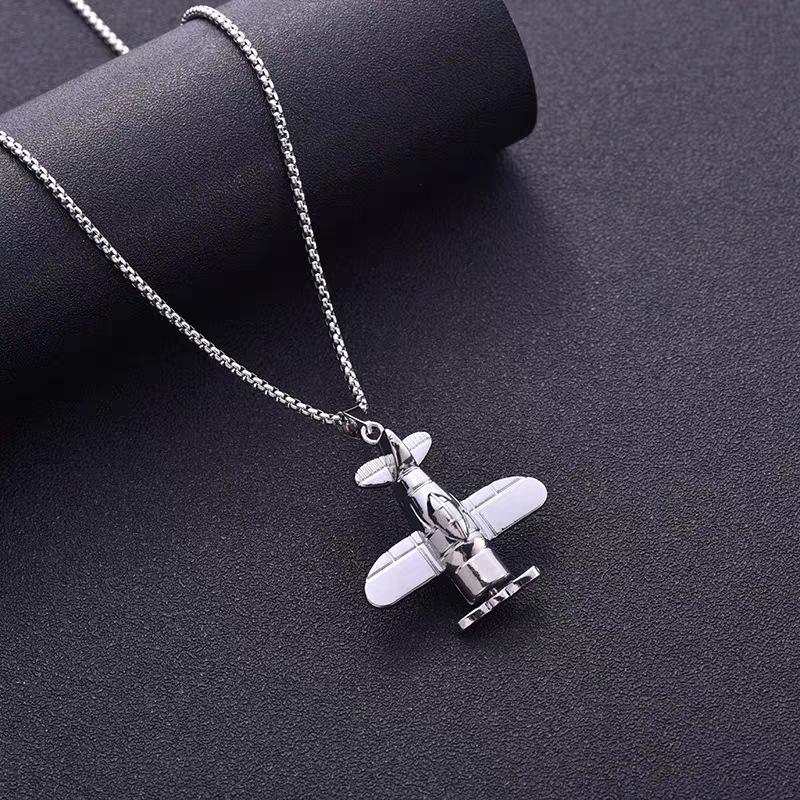 Unisex Airplane Hip Hop Pendant Necklace for Kids and Teens