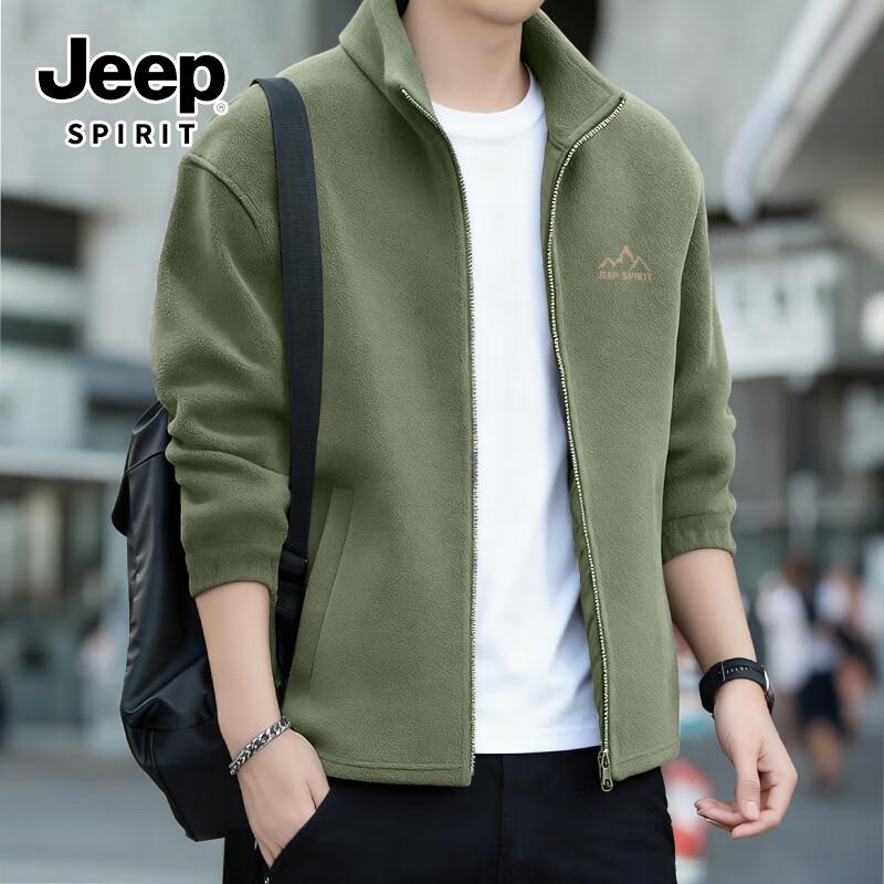 JEEP SPIRIT Men's Winter Thickened Stand-up Collar Fleece Jacket