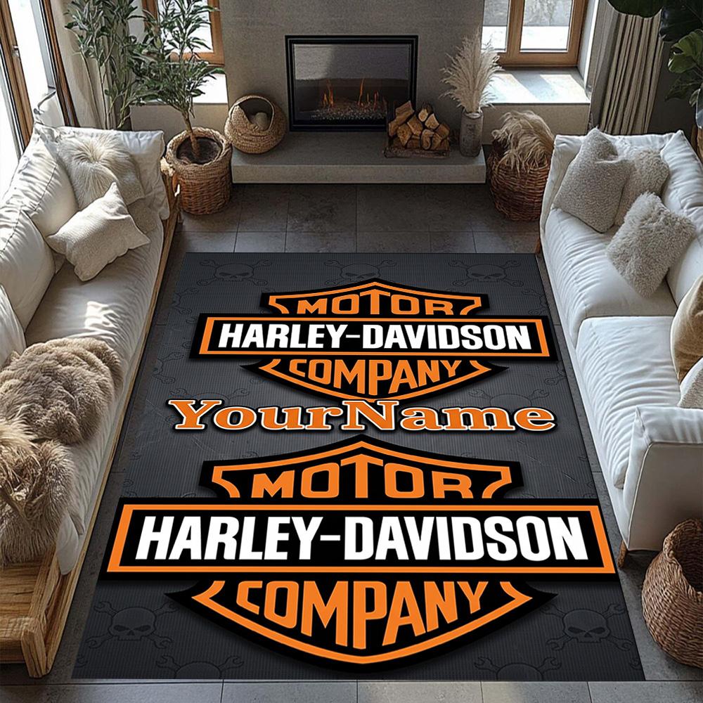 Harley-davidson Motorcycles Customizable Name Carpet Design for Living Rooms Playrooms Bedrooms Outdoor Antislip Carpet Anime Office Decor