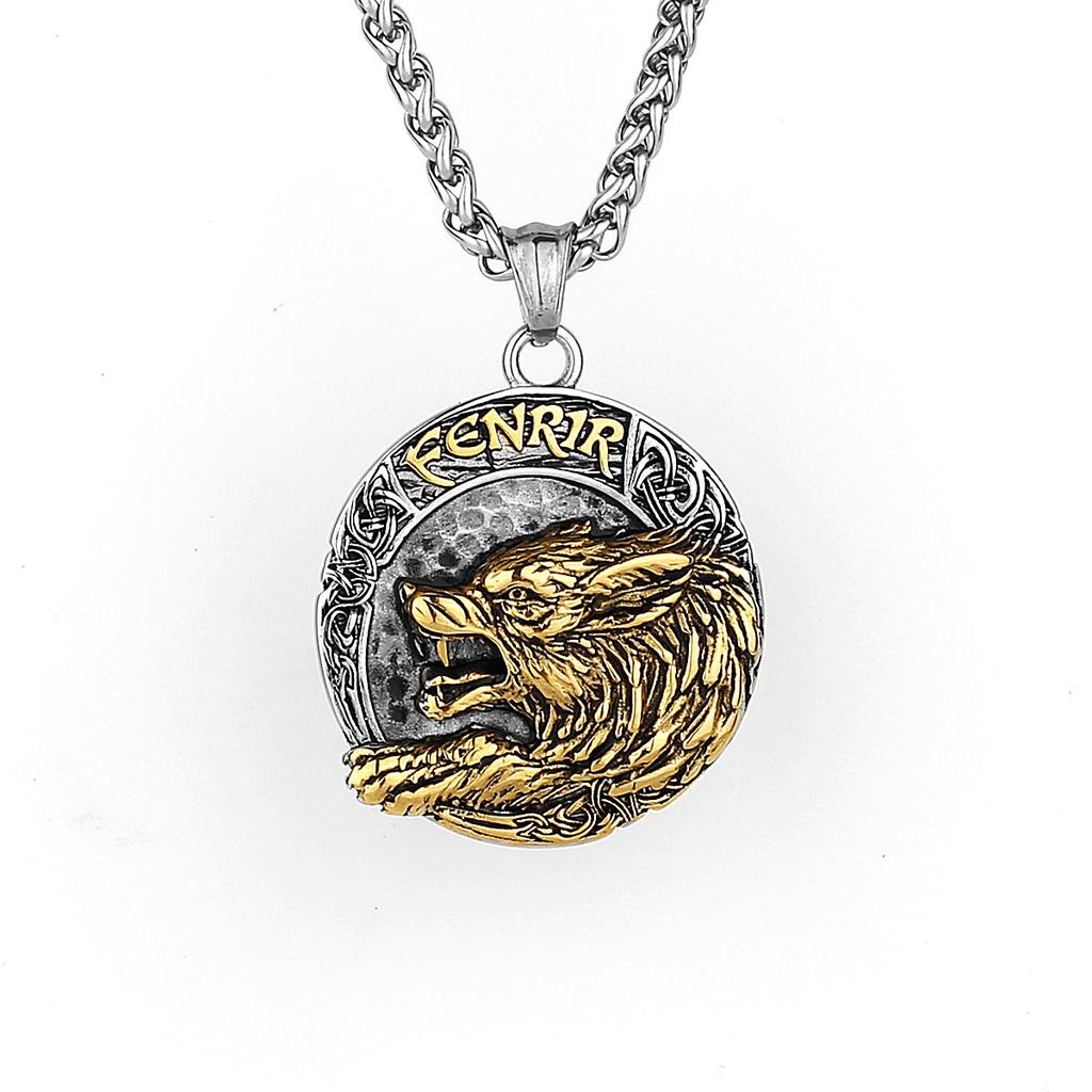 Viking Fenrir Wolf Mystic Rune Pendant Men's Fashion Trend Amulet 316L Stainless Steel Pendant Necklace Party Gift Jewelry