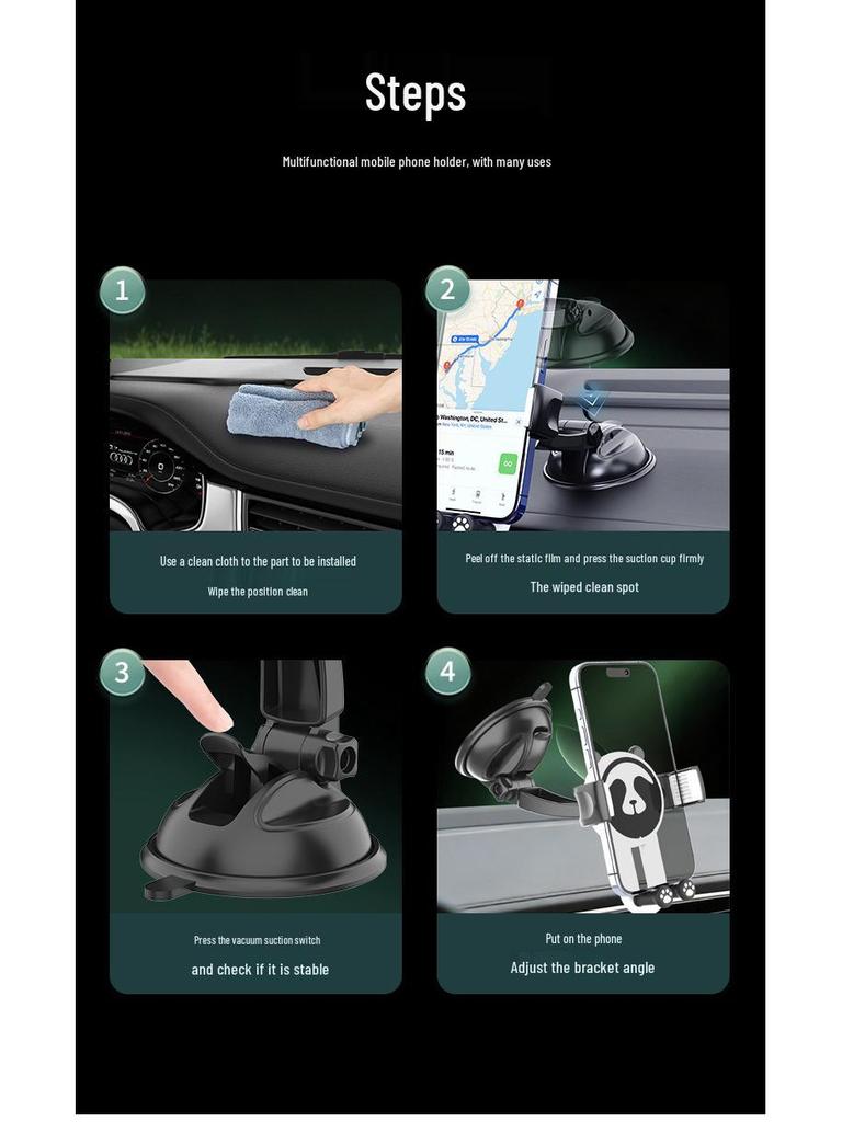Universal Car Phone Holder with Suction Cup for Windshield and Console