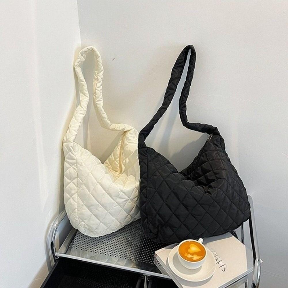 Large Capacity Bubble Shoulder Bag Pleated Cloud Pattern Tote Bag Space Cotton Underarm Bag  Female