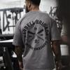 Barbell Cotton Gym Shirt Sport T Shirt Men Short Sleeve Running Shirt Men Workout Training Tees Fitness Loose Large Size M-3XL