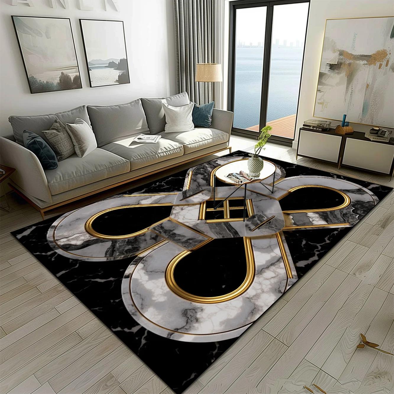 

Modern Luxury Marble Pattern Area Rug Non-Slip Soft Carpet for Living Room Bedroom Sofa Lounge Floor Mat Home Decor 80x120cm