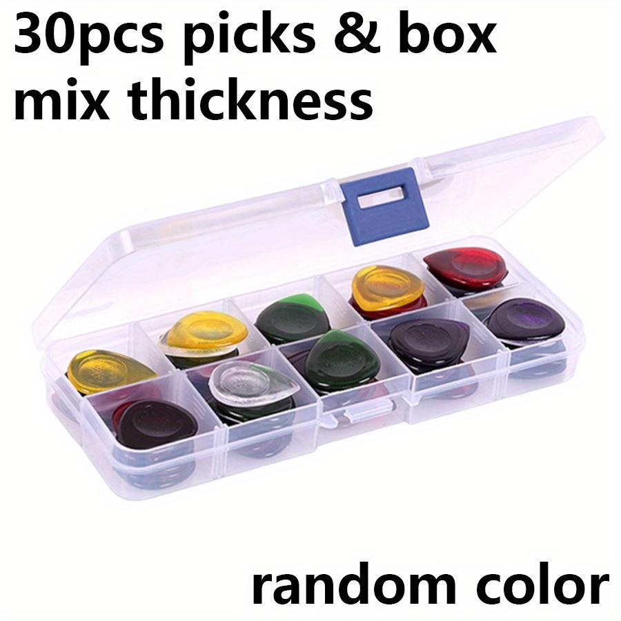

30pcs 2.5cm Colorful Transparent Guitar Picks 1/2/3mm Thick Teardrop Plectrum with Storage Box Acoustic Electric Guitar JXB