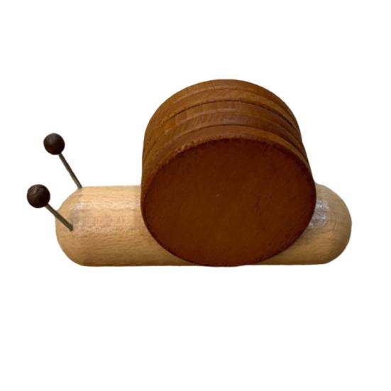 5Pcs Snail Wooden Coaster Set, Creative Heat Insulation Mat for Desk, Magnetic Cup Mat for Hot Drinks, Decorative Trivet for Kitchen