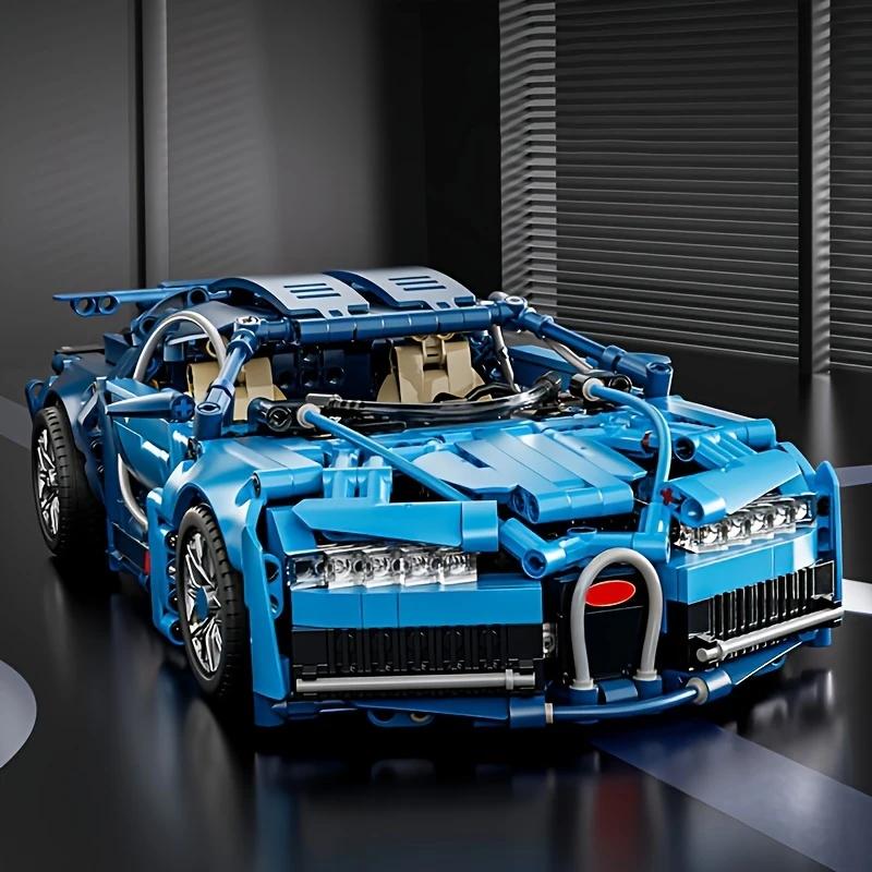1690 Particle Blue Sports Car Building Blocks, Difficult Racing Model, Suitable for Living Room, Dining Room, Study Room Decoration