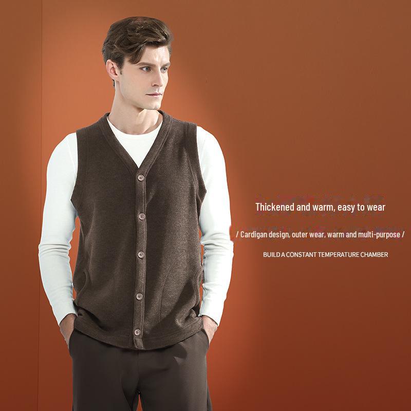 [Ultra teplá] Pánská vesta z hedvábné vlny plus samet na podzim/zimu - Ideální pro střední věk a seniory