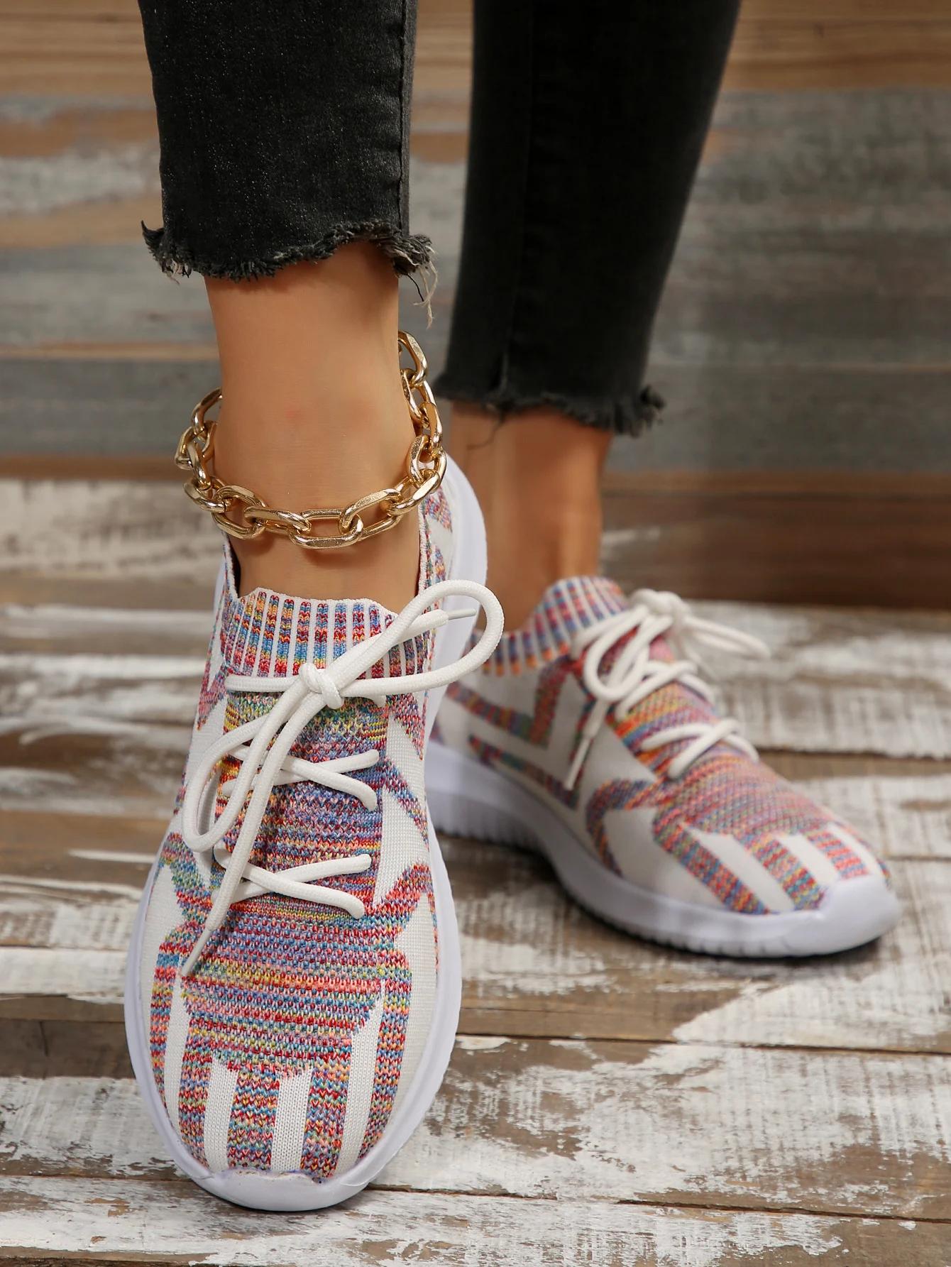 

Мода 2024 года, новые туфли для женщин, женские туфли на вулканизированной подошве со шнуровкой, повседневная женская обувь в тон, легкие сетчатые кроссовки с круглым носком 36 белый