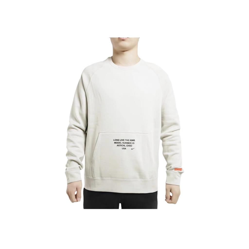 Nike As LeBron M Nk Ls Crew Letter Print Round Neck Pullover Long Sleeve Sweatshirt Men Sweatshirt Beige BV3633-072