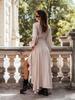 2025 Autumn/Winter Women's Solid V-Neck Tie-Up Long Dress