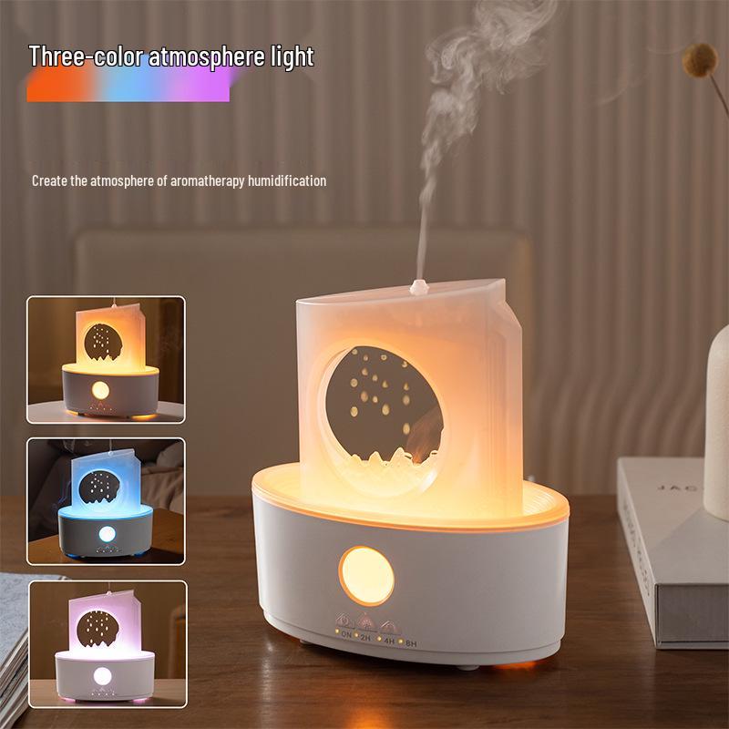 Tranquil Moon Aroma Diffuser: Jellyfish Salt Stone Clock & Volcano Humidifier