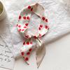 New Fruit Pattern Floral Narrow Korean Version Small Silk Scarf for Women's Decorative Scarf with Long Streamers and Kissing Small Scarf
