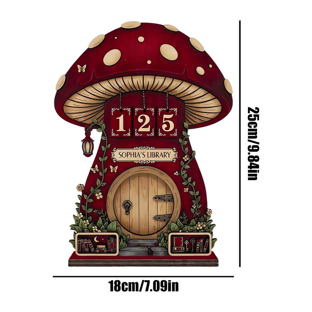 

Book Tracker Sign Mushroom Shape Wooden Bookshelf Decoration Books Read This Year Counter for Men Women Boys Girls Youth Teens красный
