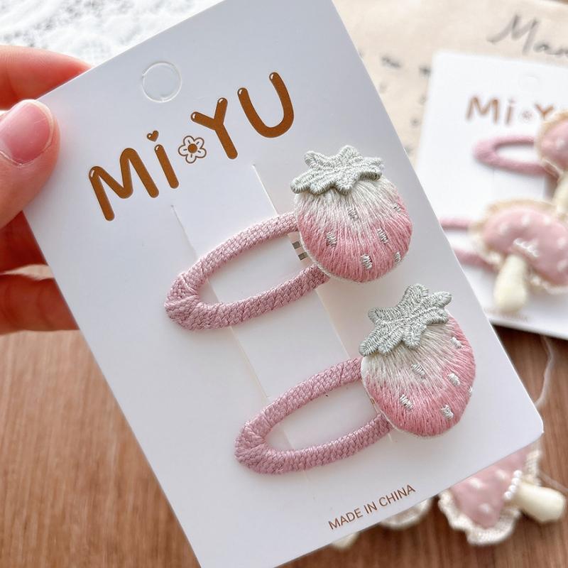 2 szt./zestaw Kreskówkowe Klipsy do Włosów Truskawka Grzyb Dla Dziewczynek Różowe Wsuwki Dziecięcy Klips Boczny Śliczne Akcesoria do Włosów Dziecięca Gumka do Włosów Uchwyt do Kucyka dla Dziewczynki