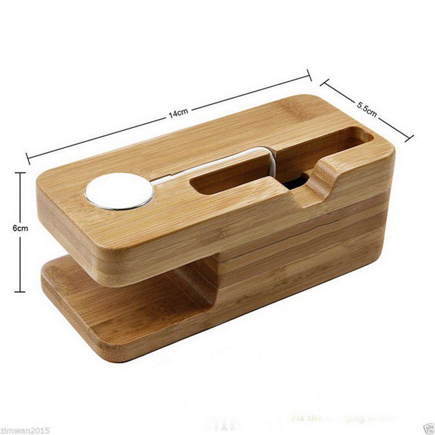 CC 2 in 1 Bamboo Wood Stand Charging 
