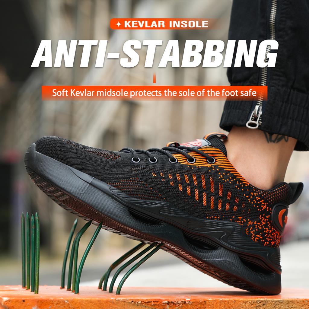 Oddychające Buty Bezpieczeństwa Męskie Lekkie Trampki Robocze Buty z Podnoskiem Stalowym Puncture-Proof Buty Ochronne Niszczone Męskie Buty