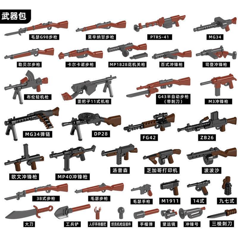 Doll Scene With Anti-Aircraft Maxine Anti-Aircraft Heavy Machine Gun Mortar Assembly Building Block