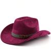 Retro Style Suede Western Cowboy Hat Woolen Jazz Top Hat Men and Women's Ethnic Style Autumn and Winter Felt Hat Big Eaves Hat