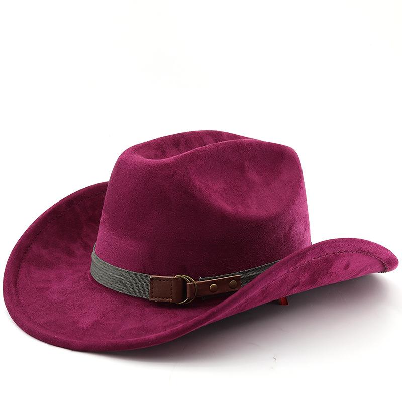 Retro Style Suede Western Cowboy Hat Woolen Jazz Top Hat Men and Women's Ethnic Style Autumn and Winter Felt Hat Big Eaves Hat