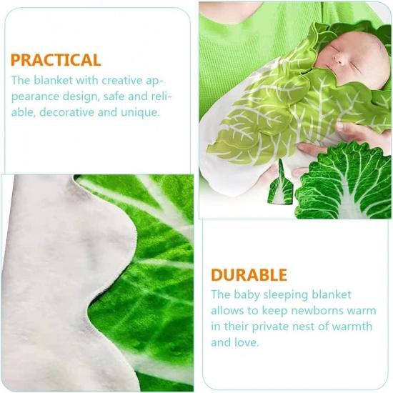 Baby Swaddle Blanket Cabbage Photo Blankets with Hat Infant Swaddle Wrap Unisex Blankets Memory Photography Background Props for Newborn Toddler