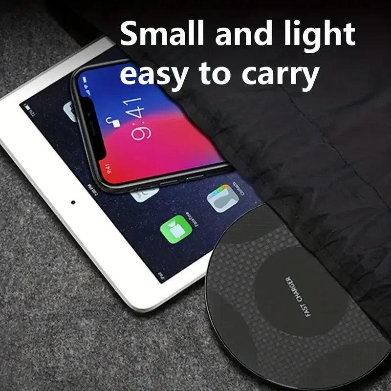 10W Wireless Charger Pad Stand Desktop Ultra-thin Mobile Phone Fast Charging Dock Station For iPhone 16 15 14 13 12 11 Samsung Xiaomi