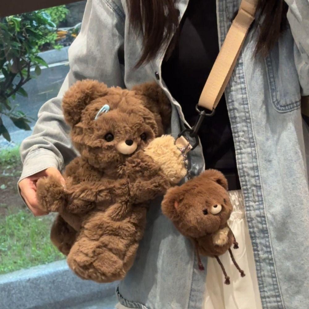 JK Lolita Bear Doll Crossbody Bag Plush Toy Animal Shoulder Bag Children's School Bag  Lady