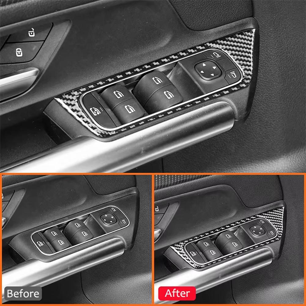 For Benz B-Class W247 2019-2026 Carbon Fiber Car Car Window Lift Button Frame Anti-scratch Decorative Interior Accessories