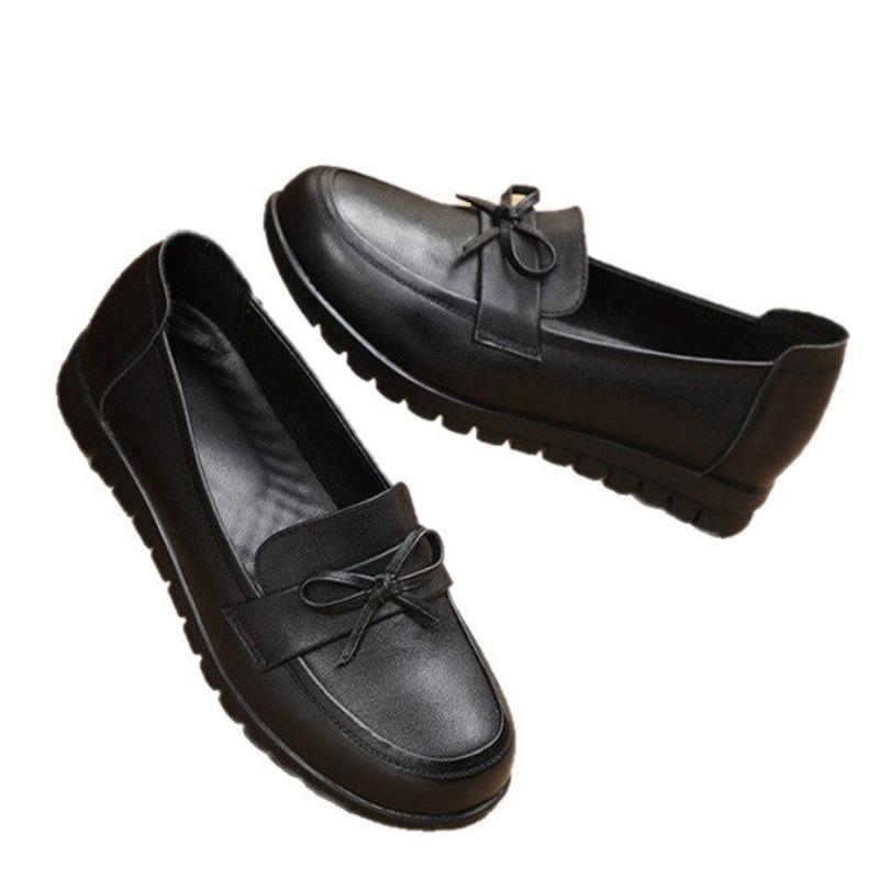 Shoes soft-soled women's comfortable single shoes autumn flat-soled non-slip medium and old women's shoes leather shoes black work shoes