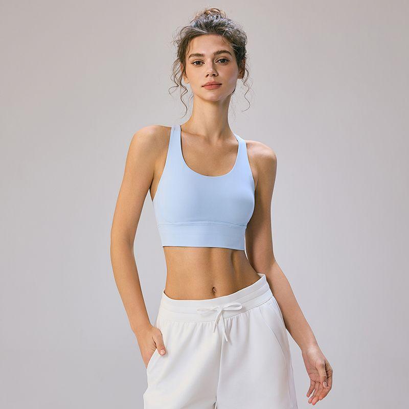 

Mitaogirl Kendall Beauty Back Yoga Underwear Women Outdoor Running Fitness Bra High Strength Sports Top Bra S baby Blue