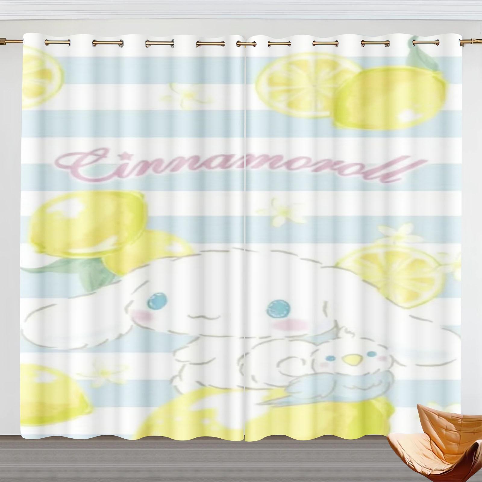 

Cartoon Cinnamoroll Polyester Curtain Boy Print Bedroom Living Room Window Partition Style Home Decoration With Darkening Perfect For Great W100*H130(CM)-Rod Pocket&2PCS