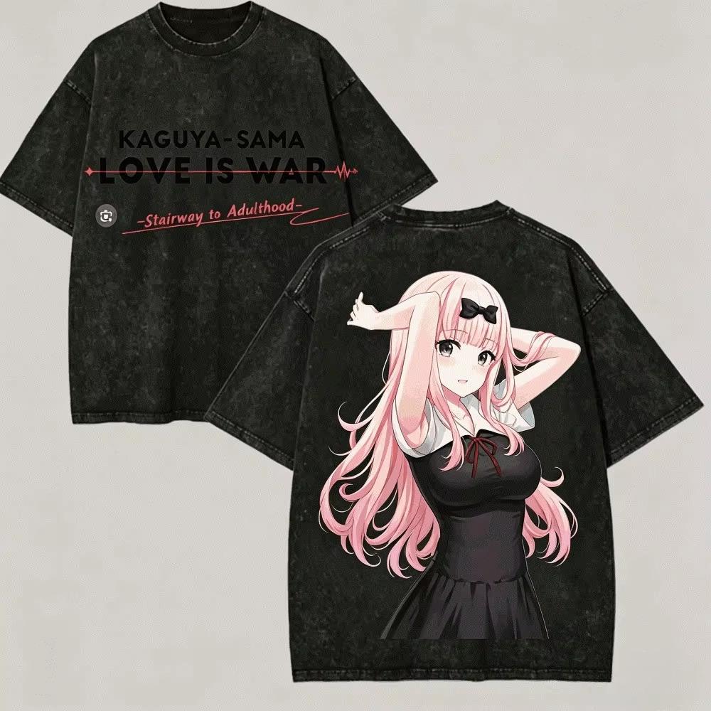 Kaguya‑sama: Love Is War Anime Vintage Washed Y2K Aesthetic Unisex Loose Short‑Sleeve Summer Pure Retro Streetwear Hot‑Sell