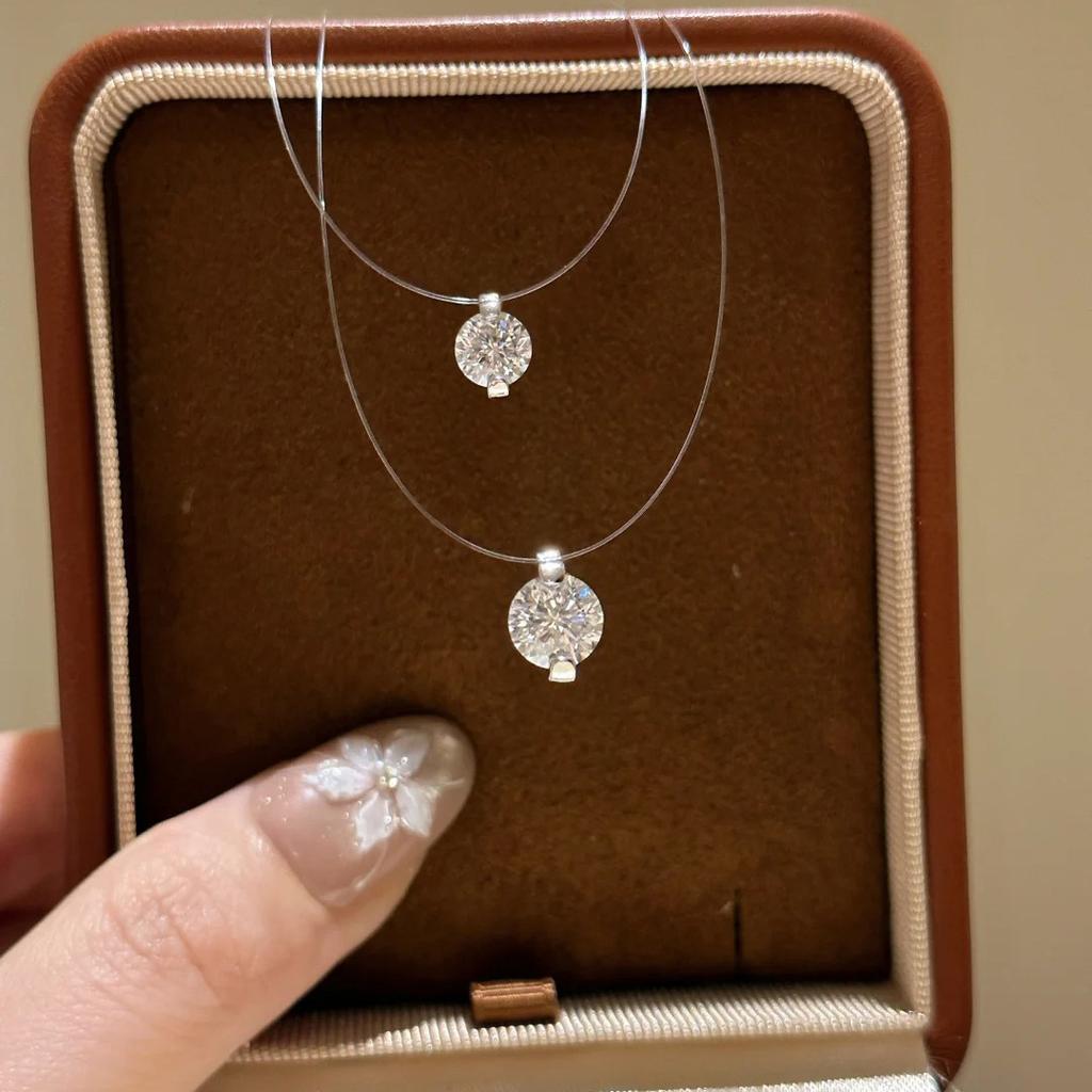 Colar de Zircônia Lágrimas de Sereia Feminino Coreano Simples Versátil Corrente de Pesca Clavícula