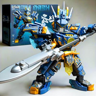 Mecha Krieger Bausteine Superheld Grün Zhao Yun Roboter DIY Actionfigur Jungen Geburtstags-Weihnachtsgeschenk Kinderspielzeug