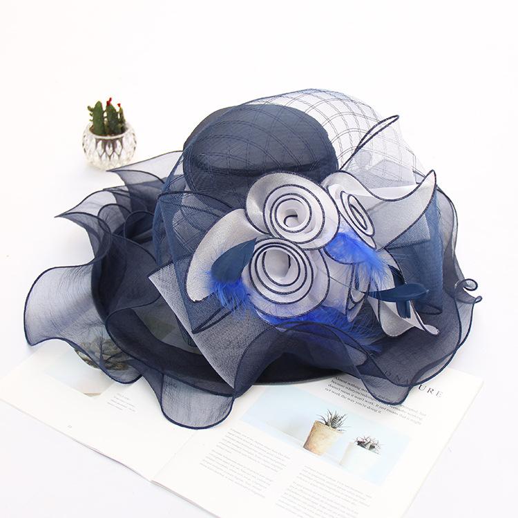Hat Summer Organza Sun Hat Women'S Flower Mesh Fashion Hat Sun Hat Top Hat