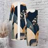Women Plus Size Two Piece Set Long Sleeve Open Front Cardigan Sleeveless Round Neck Bodycon Printed Dress Blue White Beige