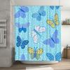 Butterfly Pattern Shower Curtain Waterproof Bathroom Decoration 180x275cm Blue Yellow White Polka Dot Bath Tapes Shower Curtain