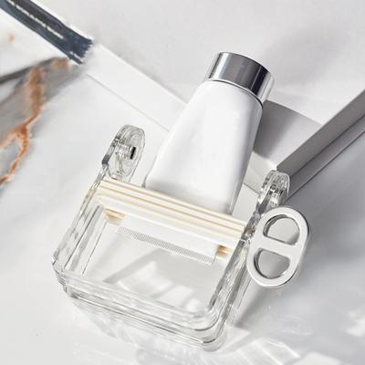 Rolling Toothpaste Squeezer with Rotatable Handle Bathroom Toothpaste Seat Holder Stand Organizer Countertop Tube Extruder Dispenser Squeezing Tool