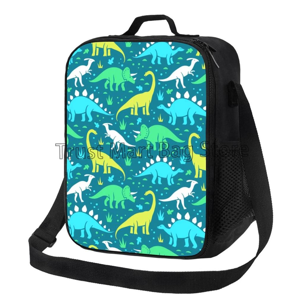 Isolierte Cartoon-Dinosaurier-Lunchtasche für Kinder, Jungen, Mädchen, tragbare thermische Bento-Lebensmitteltasche, Oxford-Kühltasche für Schule, Arbeit