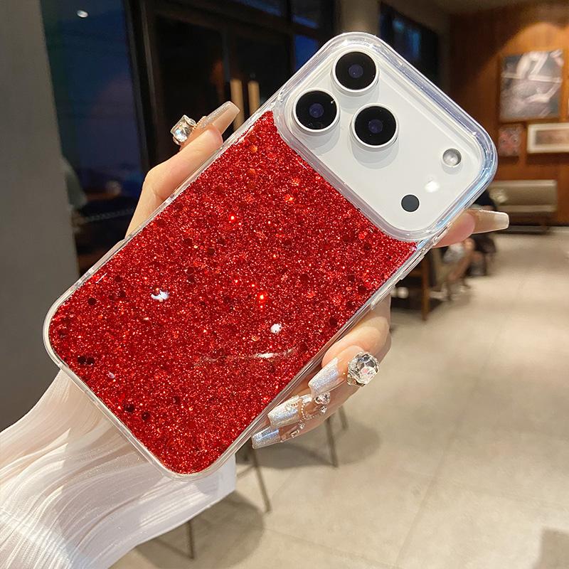 Luxury Glitter Sequins Clear Phone Case for IPhone 17 Air 16 15 14 13 12 Pro Max Transparent Epoxy Silicone Back Cover Capa