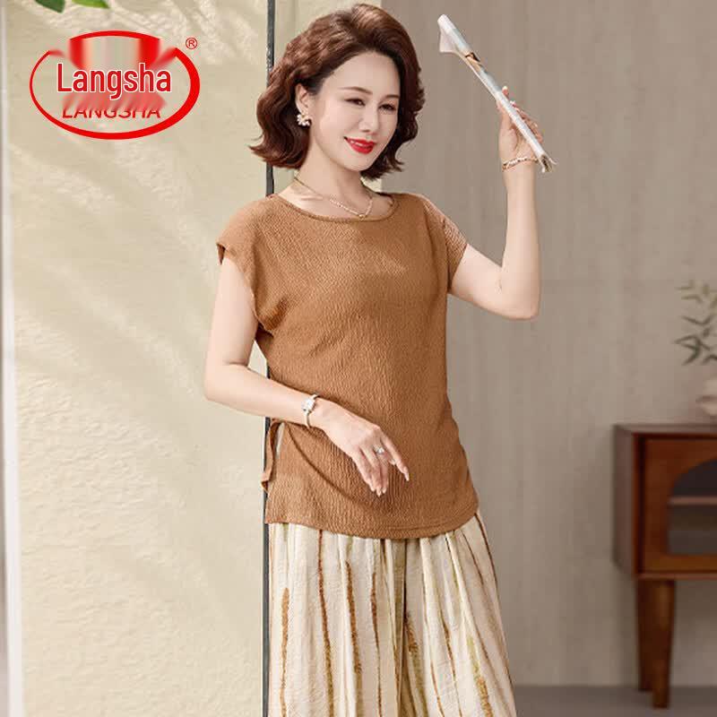 Lonsa Women s Plus Size Summer Short-Sleeve Two-Piece Top & Shirt Set 3XL