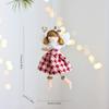 WTEMPO Christmas Angel Girl Doll Decorations Christmas Tree Hanging Ornaments Plush Checkered Skirt Pearl Headwear Doll Pendants Festive Party Gifts