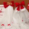 Velvet Christmas Veil Headband Mesh Bow Veil Creative Bridal Tulle  Birthday Headdress