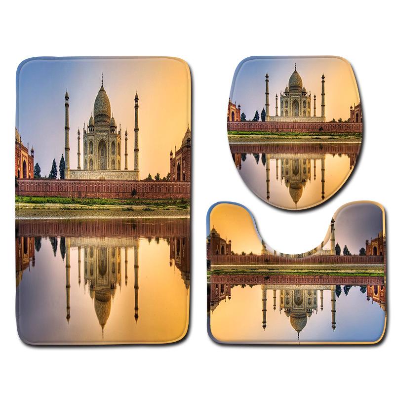 Architecture Bathroom Toilet Three-Piece Floor Mat Combination Set Household Door Mat Kitchen Water Absorbent Non-Slip Carpet